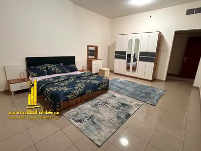 Luxury apartment, second occupancy, two bedrooms, living room, and balcony. Ajman, Al Rashidiya 3. Fully furnished, for monthly rent.
