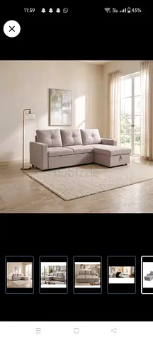 Light grey L-shaped sectional sofa cum bed with storage (like new)