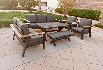 Outdoor 6-piece Modern Patio Sofa Set with Coffee Table