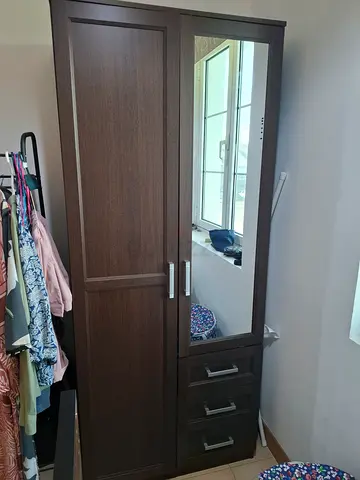 ⚠️Urgent Sale - ASAP🛑 Jumeriah 2- Malmo 2 Door Wardrobe With Mirror - Brown