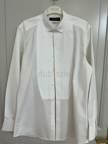 Dolce & Gabbana Sartoria GOLD Tuxedo Shirt – Ivory – Size 40