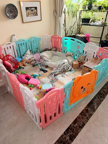 Large Baby Playpen with Colorful Panels - Good Condition