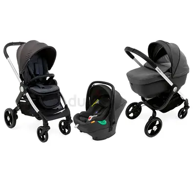3-in-1 Travel System Stroller with Infant Car Seat and Bassinet - Grey