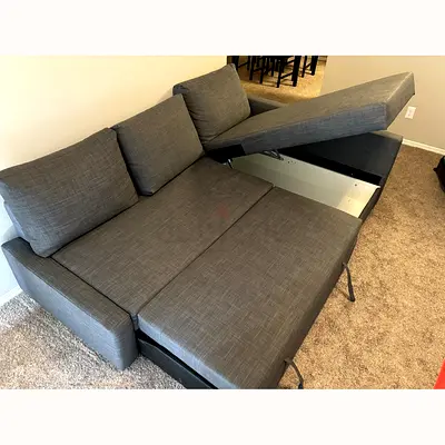 Gray Fabric L-Shaped Sofa Bed with Storage (Convertible)