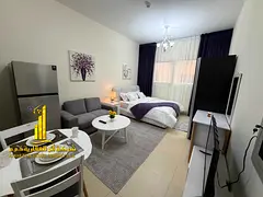 Furnished semi-detached kitchen studio with very high-end furniture for monthly rent in Ajman - Al J