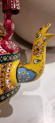 Hand-painted Indian Decorative Pottery — Colorful Brass/Metal