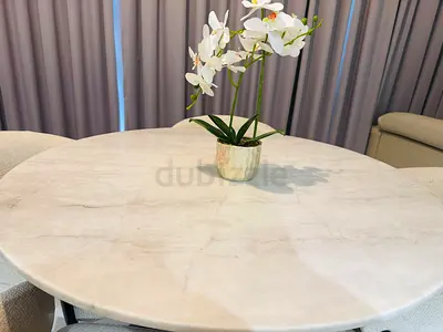 Round Marble-Top Dining Table with chairs  - Seats 4