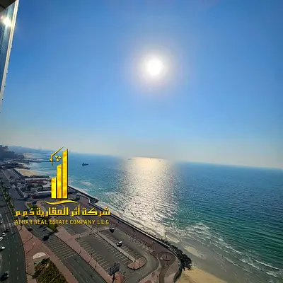 شقة فخمة ثلاثة غرفة وصالة دوبلكس اطلالة بحرية مفروشة فرش جديد للايجار الشهرى بعجمان - الكورنيش - ابراج الريزيدنس