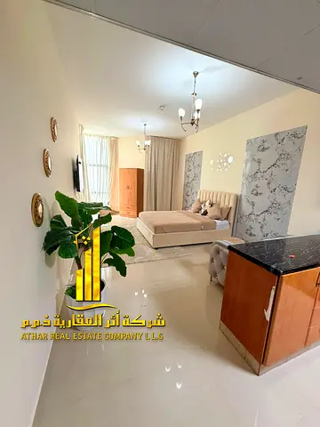 A golden opportunity! Luxurious, fully furnished studio apartment for monthly rent in Al Nuaimiya Towers, Tower C, Al Nuaimiya 1, Ajman ✨