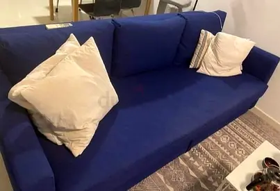 Comfortable Navy Blue 3-Seater Sofa-bed with storage