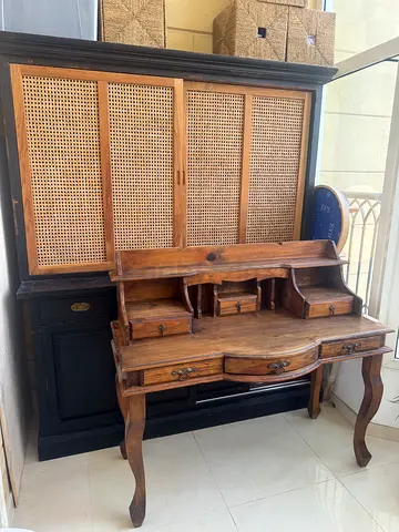 RECLAIMED SOLID TEAK WOOD bookcase cabinet cupboard shelves hutch from Netherlands L181 H212 D53 cm