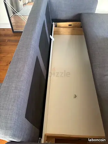 Grey fabric storage sofa / sofa bed with under-seat storage - good condition