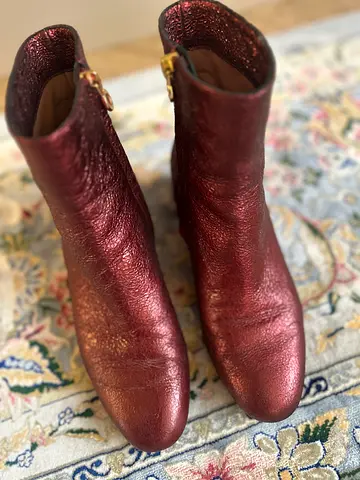 L’Autre Chose Italian Leather Ankle Boots – Burgundy – Size 37