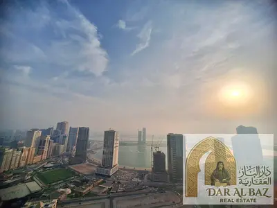 Apartment for annual rent in Al Mamzar, Sharjah. The apartment has two bedrooms and a living room,