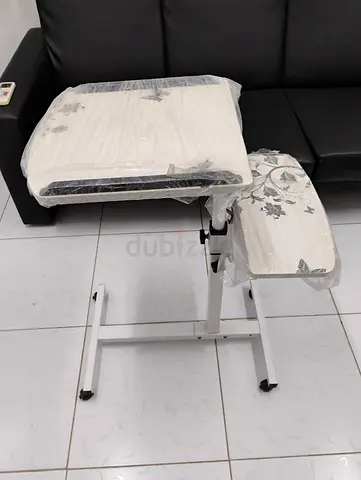 Adjustable overbed/laptop table with side tray — good condition