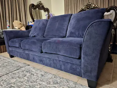3+2-Seater Navy Blue Fabric Sofa - Good Condition