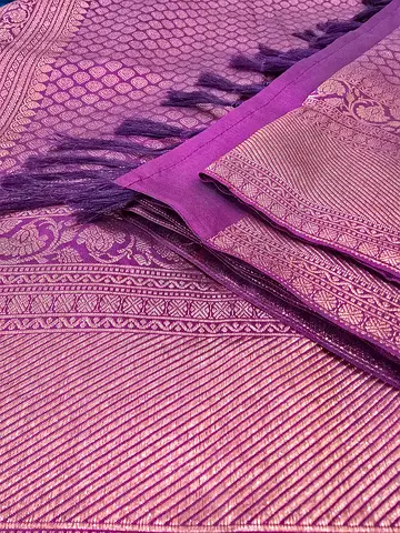 Elegant Purple & Antique Kanchipuram Silk Saree