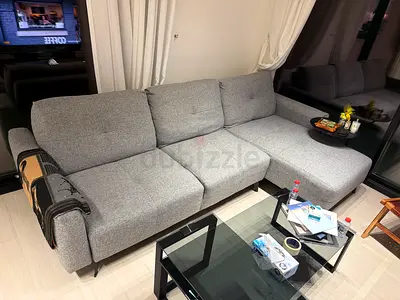 Modern Grey L-Shape Fabric Sofa