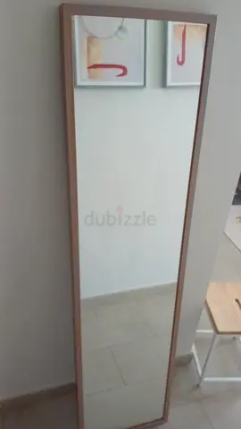 Full-length wooden framed mirror - floor/leaning, good condition