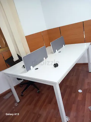 White 4-Seater Office Workstation Desk with Dividers