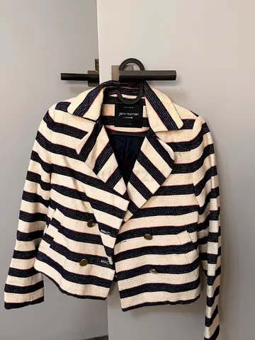 Jane Norman striped double-breasted blazer jacket - size M