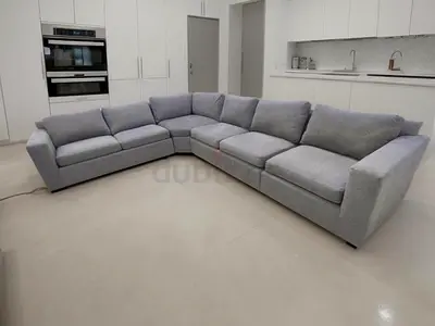 Excellent perfect condition crate and barrel gray color corner sofa