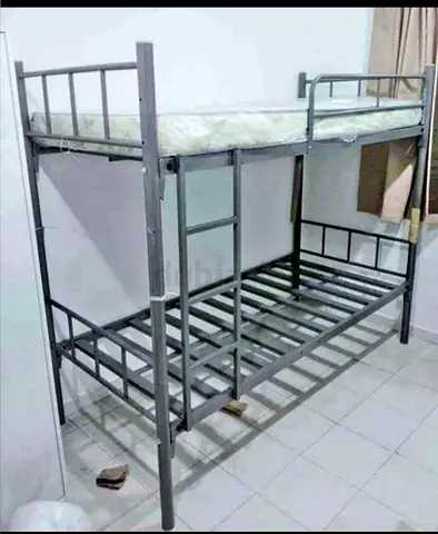 Metal Bunk Bed Frame with Ladder - Single Over Single