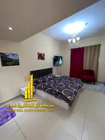 استوديو فاخر ثاني ساكن بمطبخ منفصل مع اطلاله مفتوحه✨عجمان ابراج الياسمين . للإيجار الشهري.الإيجار يشمل الفواتير والإنترنت وموقف