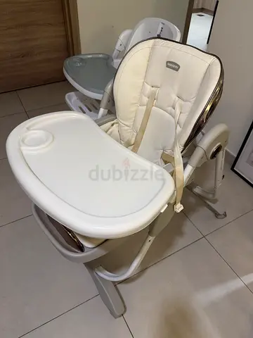 Used beige convertible baby high chair with tray - good condition(buy1get1free)