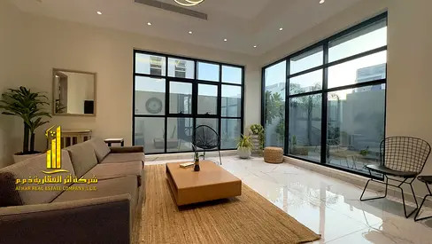 Luxury villa for annual rent in Ajman - Al Amrah - two floors and a roof with internal elevator, 7 rooms, 3 halls, a majlis and a maid's room