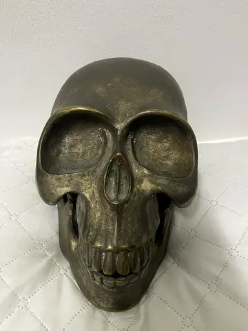 Metal Skull Decorative Sculpture - Vintage Look