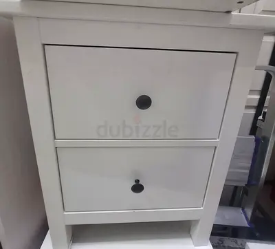White 2-Drawer Wooden Bedside Table / Nightstand