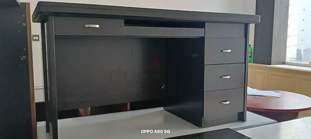 Dark Wood Office Desk with Drawers – Good Condition