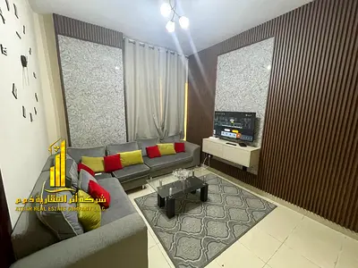 🏡 أفخم شقة غرفة وصالة مفروشة بالكامل في الجرف 2 – جاردن سيتي عجمان سهل المخرج لدبي والشارقة ✨ ✨ شقة أنيقة ومجهزة بالكامل بفرش راقٍ ، في موقع مميز ج