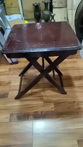 Designed folding wooden side table - 50cm height, 39cm length