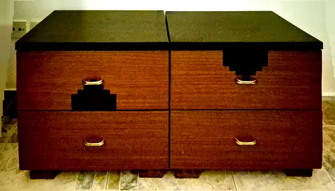 Set of 3 Dark Brown Nightstands / Bedside Cabinets for Sale