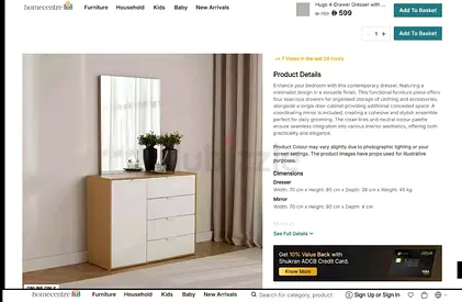 Brand new 4-drawer Dresser / Chest in Light Wood and White with side tables