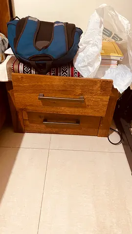 Wooden king size bed with mattress two drawers - two side tables