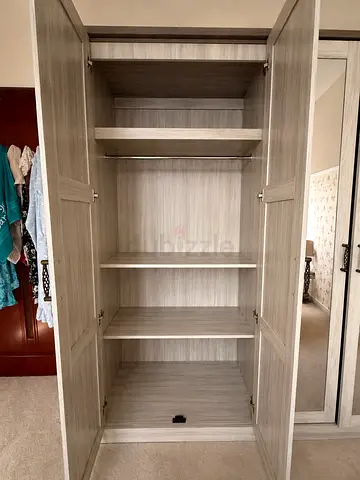 Home Centre Modern Grey Oak Finish Two-Door Wardrobe - Three cupboards