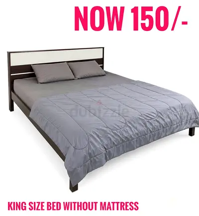 PAN home King size wooden bed frame (without mattress) - good condition