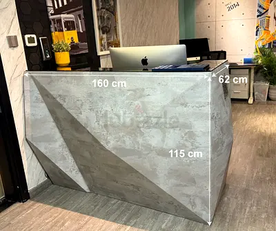 Modern Concrete-Style Reception Desk — 160 x 62 x 115 cm
