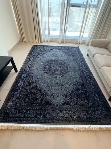 Large Dark Blue Persian-Style Area Rug - Excellent Condition