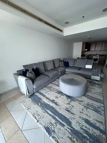 Customized L-Shaped Sectional Sofa with Round Ottoman – Royal Furniture