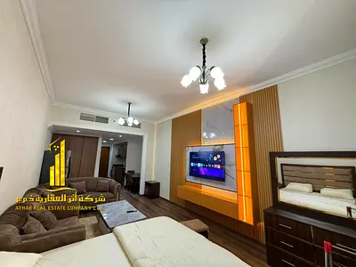 A golden opportunity! Luxurious, fully furnished studio apartment for monthly rent in Ajman One Tower, Al Rashidiya 3, Ajman ✨