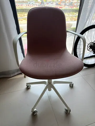 Modern swivel office chair with fabric seat and armrests