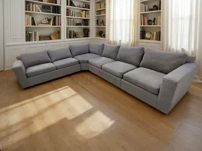 Crate and barrel gray color corner sofa