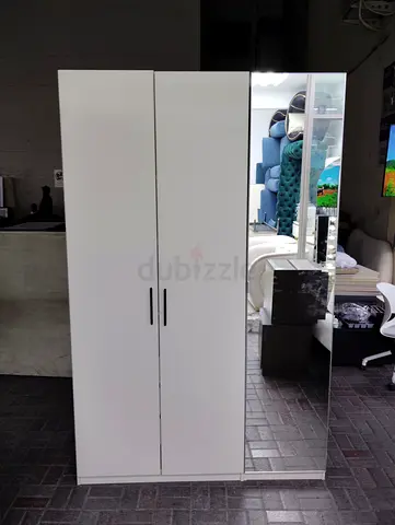 Half white 3-Door Wardrobe with Mirror - Good Condition