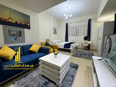 فرصة ذهبية أفخم استوديو مفروش بالكامل للإيجار الشهري في ابراج الياسمين الجرف 2– عجمان ✨