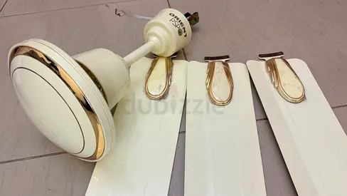 2 sets of Orient Beige & Gold Ceiling Fan (3 Blades) - Good Working Condition 60 aed each