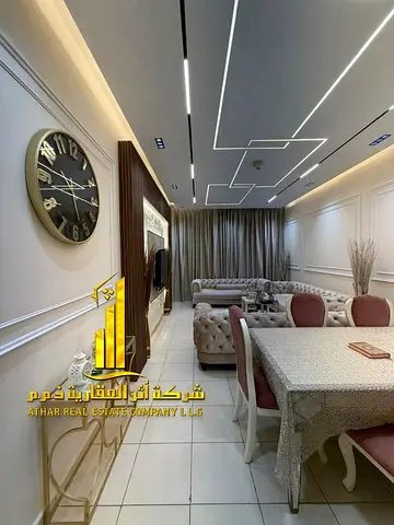 Luxury apartment, second occupancy, two bedrooms, living room, and balcony with an open view. Ajman One Tower. for monthly rent